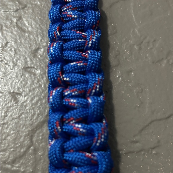 Blue Paracord Keychain with Blue Carabiner and Blue Key Ring | 7 inches - Picture 2 of 2